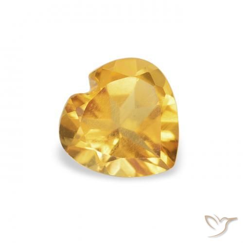 0.42 ct Golden Citrine Stone, Natural Citrine in Heart Facet Shape for Sale
