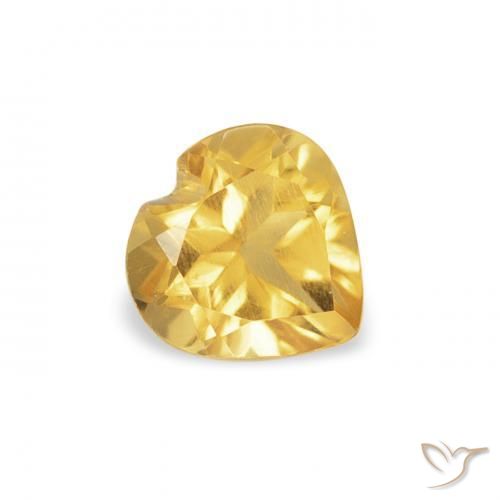 0.48 ct Golden Citrine Stone, Natural Citrine in Heart Facet Shape for Sale