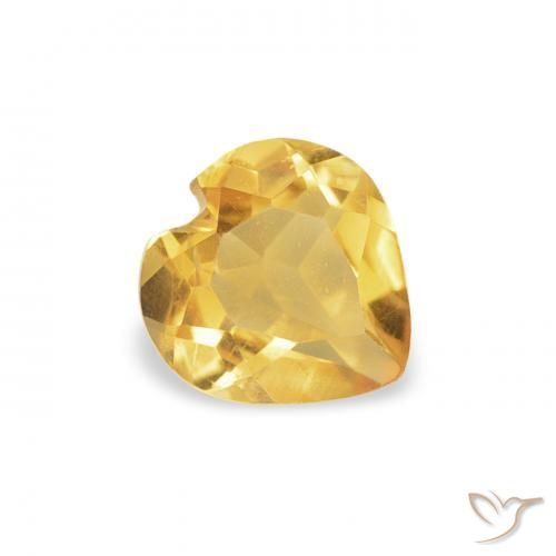 0.40 ct Golden Citrine Stone, Natural Citrine in Heart Facet Shape for Sale