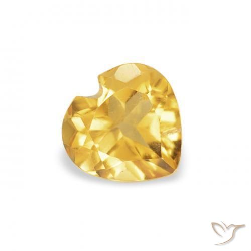 0.39 ct Golden Citrine Stone, Natural Citrine in Heart Facet Shape for Sale