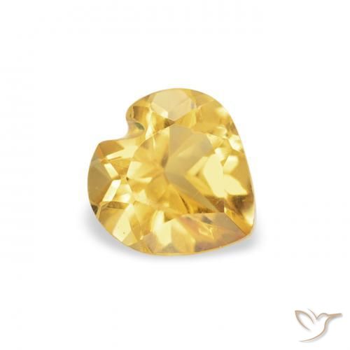 0.37 ct Golden Citrine Stone, Natural Citrine in Heart Facet Shape for Sale