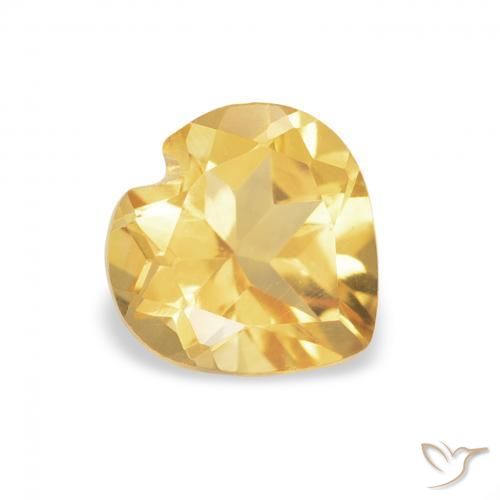 0.74 ct Golden Citrine Stone, Natural Citrine in Heart Facet Shape for Sale