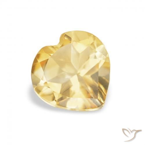0.62 ct Golden Citrine Stone, Natural Citrine in Heart Facet Shape for Sale