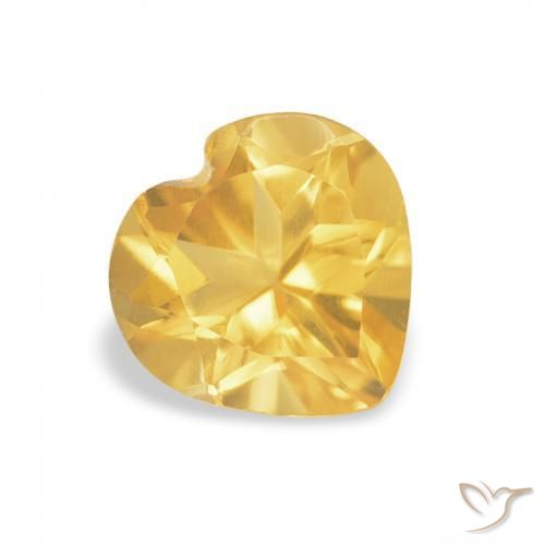 0.74 ct Golden Citrine Stone, Natural Citrine in Heart Facet Shape for Sale