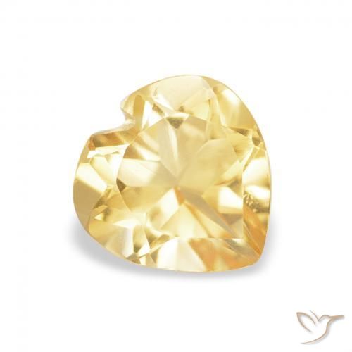 0.72 ct Yellow Citrine Stone, Natural Citrine in Heart Facet Shape for Sale