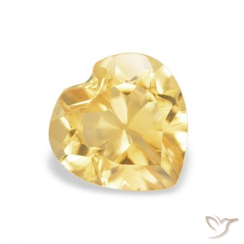 0.74 ct Yellow Citrine Stone, Natural Citrine in Heart Facet Shape for Sale