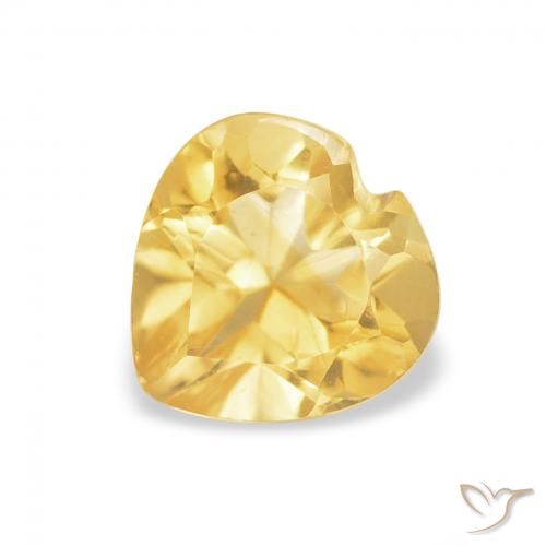 0.75ct Natural Light Golden-Yellow Citrine, Heart, VVS