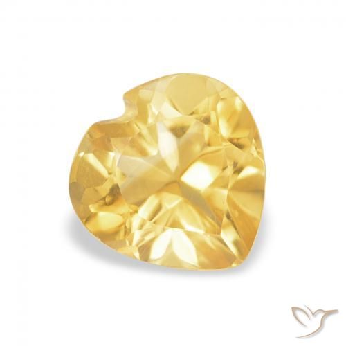 0.75 ct Yellow Citrine Stone, Natural Citrine in Heart Facet Shape for Sale