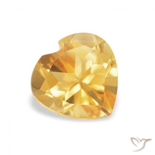 0.73 ct Golden Citrine Stone, Natural Citrine in Heart Facet Shape for Sale