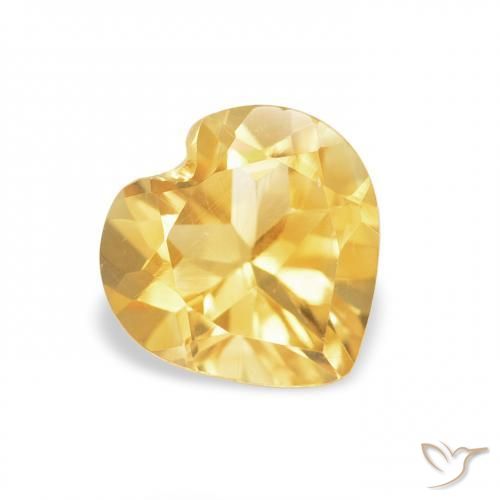 0.84 ct Golden Citrine Stone, Natural Citrine in Heart Facet Shape for Sale