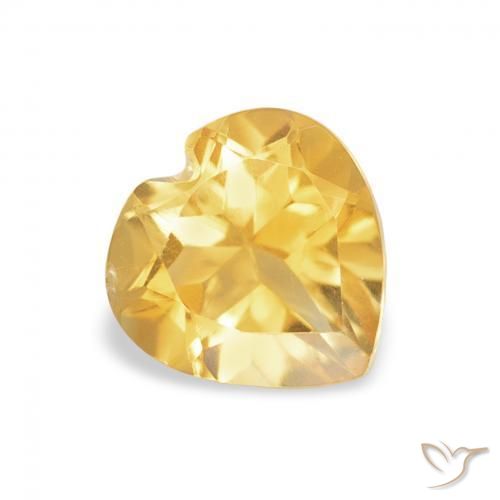 0.69 ct Golden Citrine Stone, Natural Citrine in Heart Facet Shape for Sale