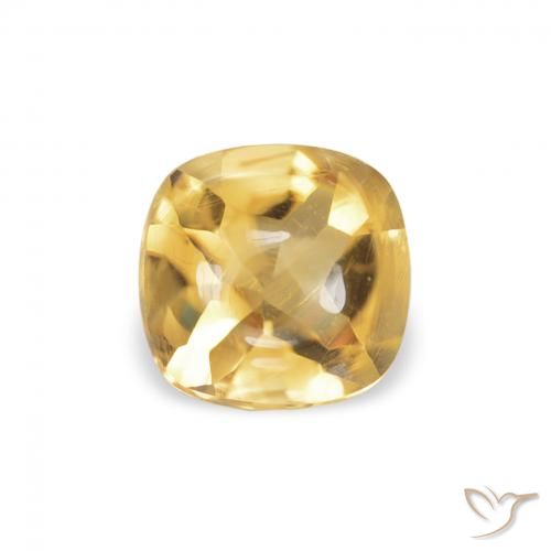 0.57 ct Golden Citrine Gemstone, Citrine Gem in Cushion Buff-Top Shape for Sale.