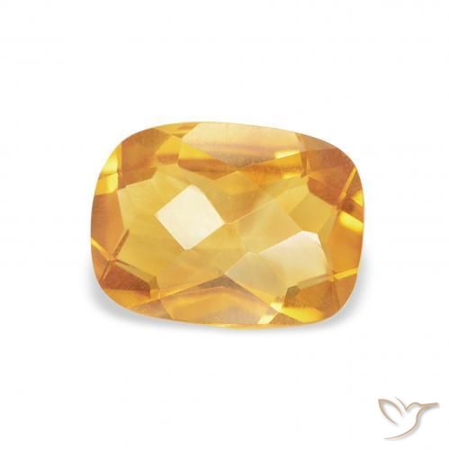 1.18 ct Golden Citrine Stone, Natural Citrine in Cushion Checkerboard Shape for Sale