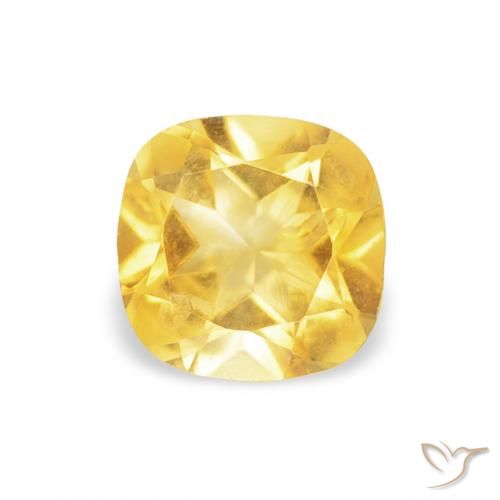0.50ct Natural Tuscany Yellow Citrine, Cushion, VS