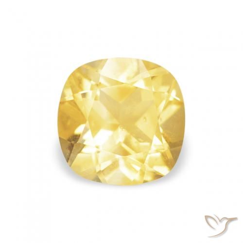 0.46ct Natural Medium Yellow Citrine, Cushion, VS