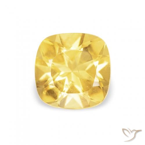 0.50ct Natural Medium Yellow Citrine, Cushion, VS