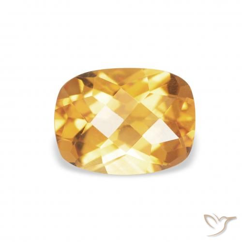 1.29ct Natural Medium Light Orange-Gold Citrine, Cushion, VVS