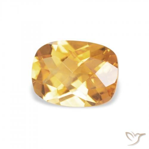 1.29 ct Golden Citrine Stone, Natural Citrine in Cushion Checkerboard Shape for Sale