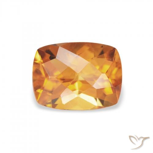 1.49 ct Golden Citrine Gemstone, Citrine Gem in Cushion Checkerboard Shape for Sale.