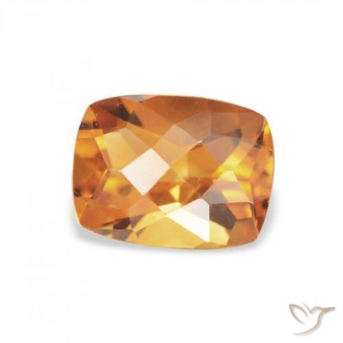 1.49 ct Golden Citrine Stone, Natural Citrine in Cushion Checkerboard Shape for Sale