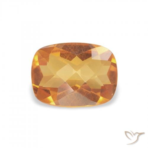 1.15 ct Golden Citrine Gemstone, Citrine Gem in Cushion Checkerboard Shape for Sale.