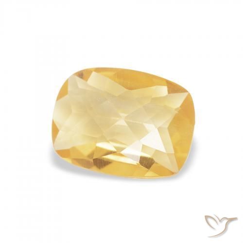 0.93 ct Golden Citrine Stone, Natural Citrine in Cushion Checkerboard Shape for Sale