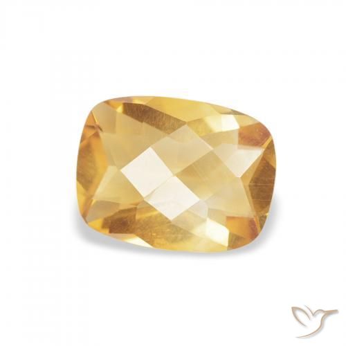 0.96 ct Golden Citrine Stone, Natural Citrine in Cushion Checkerboard Shape for Sale