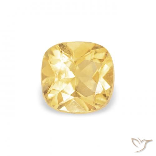 0.40ct Natural Medium Yellow Citrine, Cushion, VVS