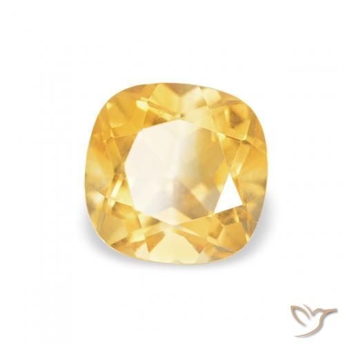 0.58 ct Golden Citrine Stone, Natural Citrine in Cushion-Cut Shape for Sale