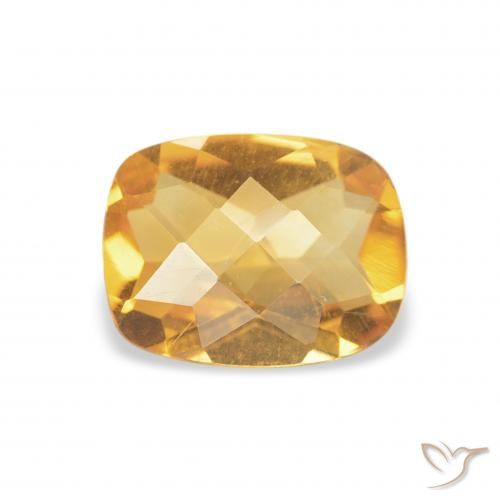 1.00ct Natural Medium Light Orange-Gold Citrine, Cushion, VVS
