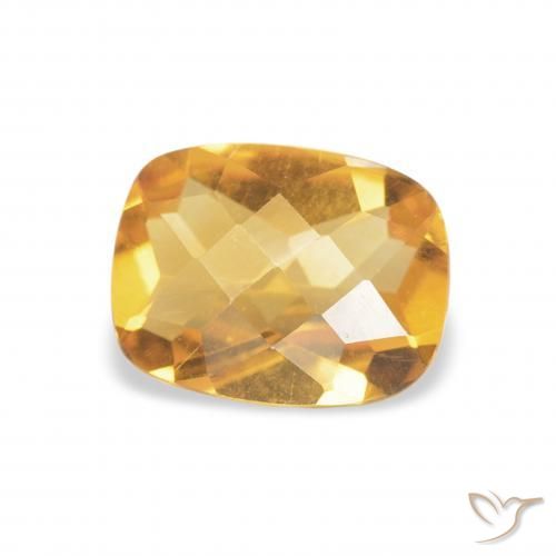 1.00 ct Golden Citrine Stone, Natural Citrine in Cushion Checkerboard Shape for Sale