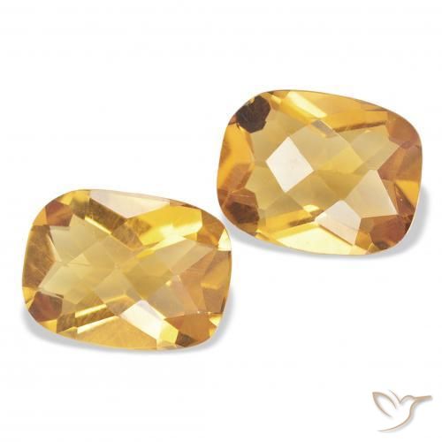 2.00 ctw Golden Citrine Stones, Natural Citrine in Cushion Checkerboard Shape for Sale