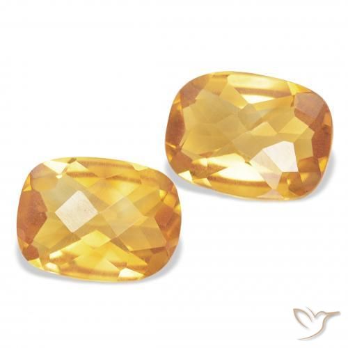 2.23 ctw Golden Citrine Stones, Natural Citrine in Cushion Checkerboard Shape for Sale