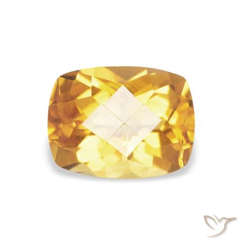 1.43ct Natural Medium Light-Golden Citrine, Cushion, VS