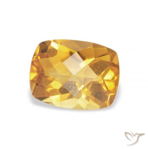 1.43 ct Golden Citrine Stone, Natural Citrine in Cushion Checkerboard Shape for Sale