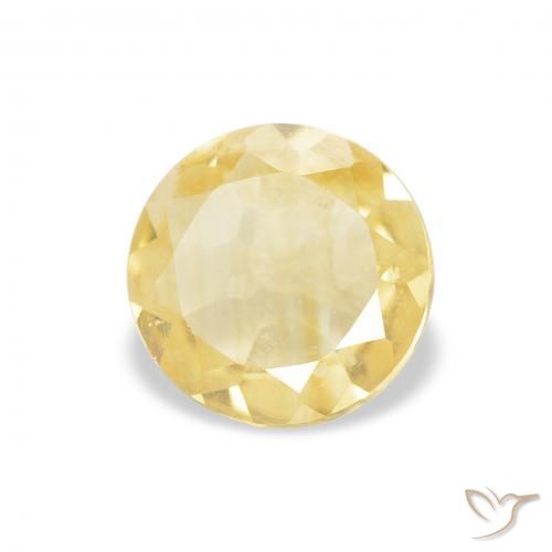 0.73 ct Yellow Citrine Stone, Natural Citrine in Round Facet Shape for Sale