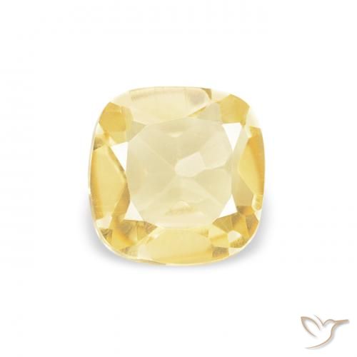 0.42ct Natural Light Yellow Citrine, Cushion, VVS-VS