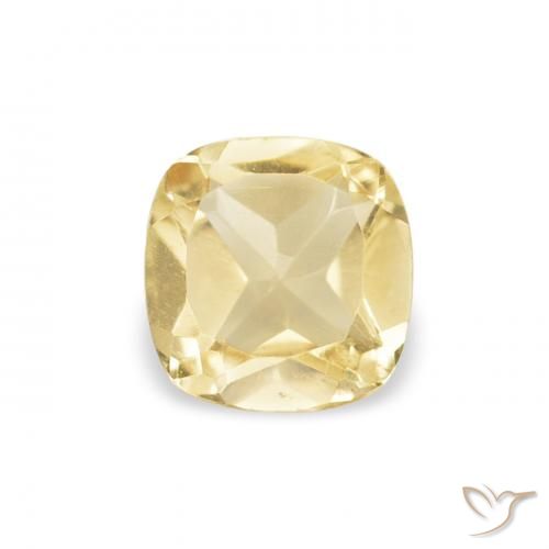 0.41ct Natural Light Yellow Citrine, Cushion, VVS-VS
