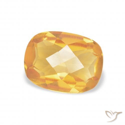1.17 ct Golden Citrine Stone, Natural Citrine in Cushion Checkerboard Shape for Sale