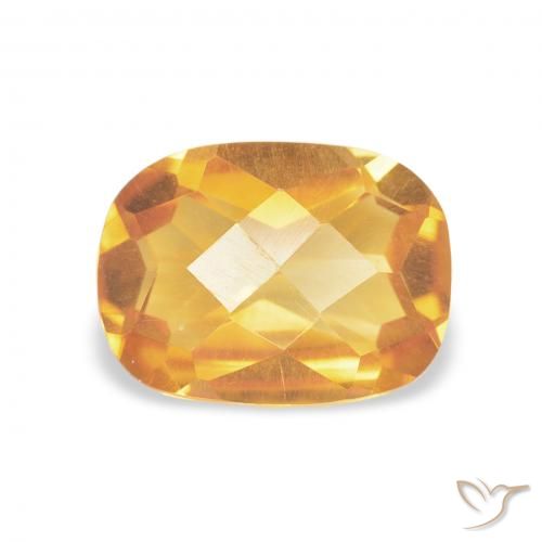 1.17ct Natural Orange-Gold Citrine, Cushion, VVS-VS