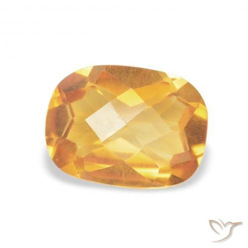 1.17 ct Golden Citrine Stone, Natural Citrine in Cushion Checkerboard Shape for Sale