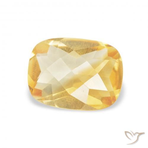 0.97 ct Golden Citrine Stone, Natural Citrine in Cushion Checkerboard Shape for Sale