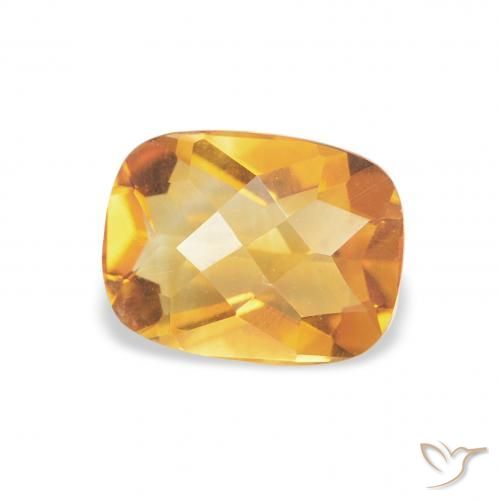1.10 ct Golden Citrine Stone, Natural Citrine in Cushion Checkerboard Shape for Sale