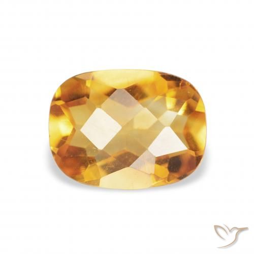 1.15ct Natural Golden Orange Citrine, Cushion, VS