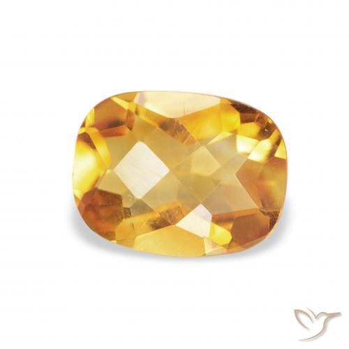 1.15 ct Golden Citrine Stone, Natural Citrine in Cushion Checkerboard Shape for Sale