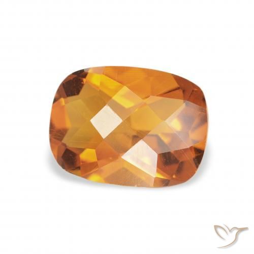 1.16 ct Orange Citrine Stone, Natural Citrine in Cushion Checkerboard Shape for Sale