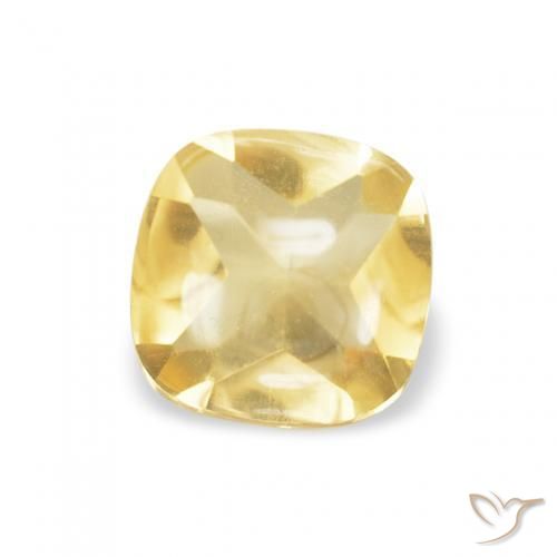 0.46 ct Yellow Citrine Stone, Natural Citrine in Cushion Buff-Top Shape for Sale