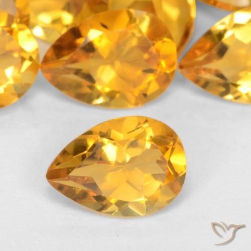 0.65ct Natural Orange-Gold Citrine, Pear Shape, VS, Photo A