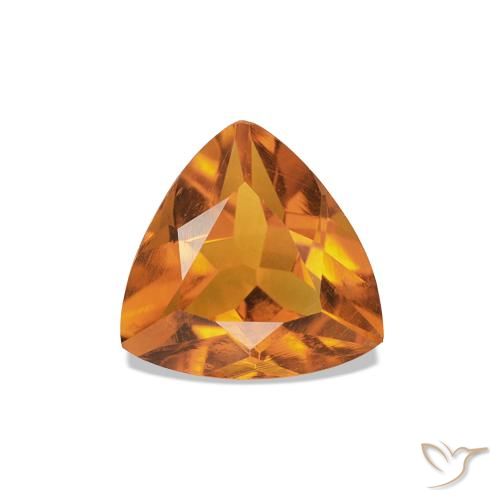 0.64 ct Orange Citrine Gemstone, Citrine Gem in Trillion Facet Shape for Sale.