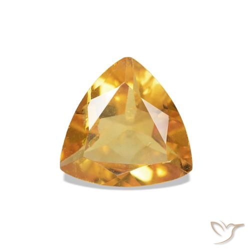 0.54 ct Golden Citrine Gemstone, Citrine Gem in Trillion Facet Shape for Sale.